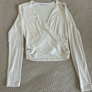 Abercrombie & Fitch Cream Wrap Blouse